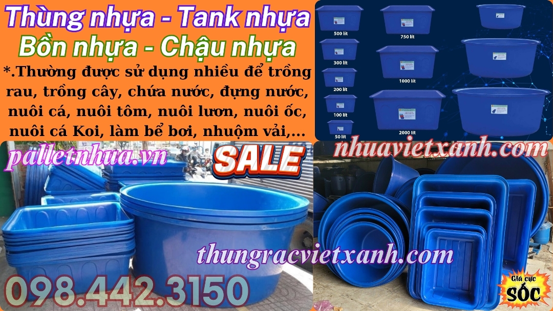 Tank nhựa dung tích lớn 50 lít đến 4000 lít