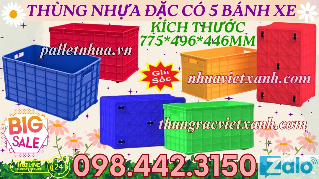 Thùng nhựa đặc có 5 bánh xe