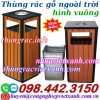 Thùng rác gỗ ngoài trời vuông