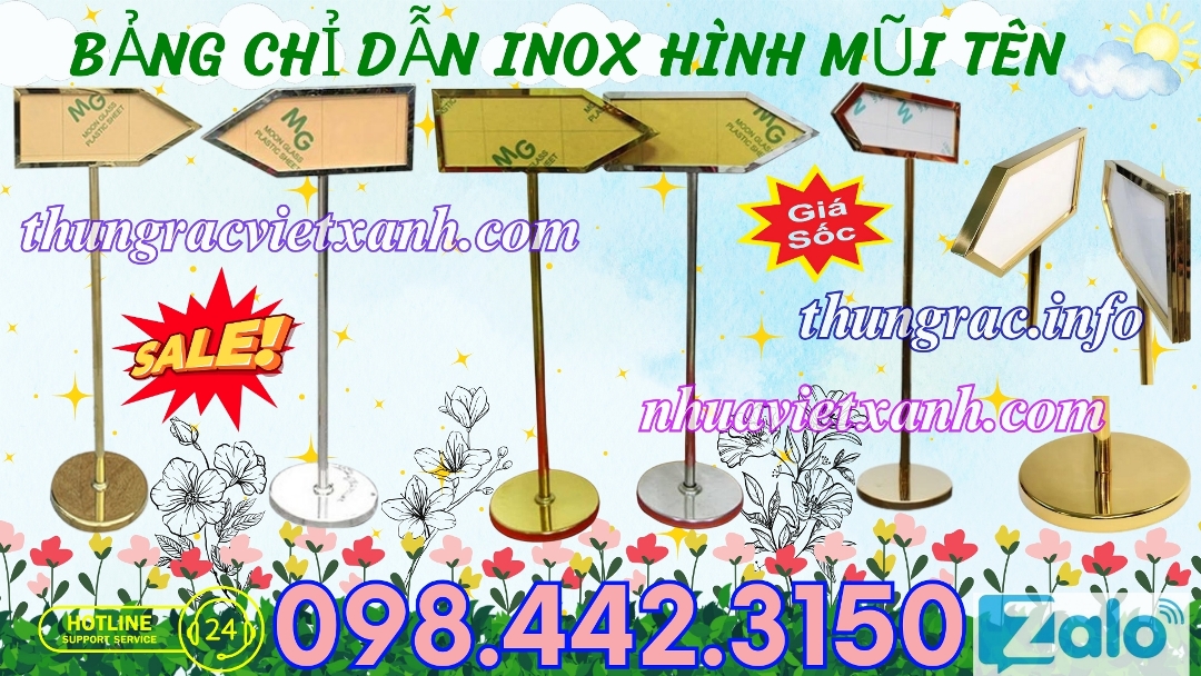 Bảng chỉ dẫn inox hình mũi tên