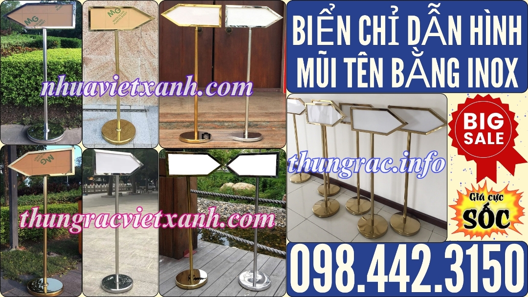 Biển chỉ dẫn hình mũi tên bằng inox