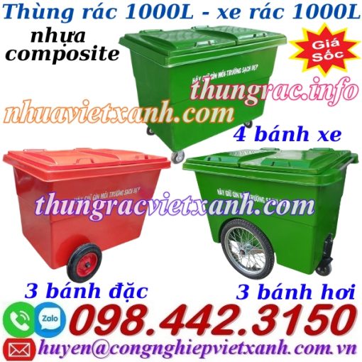 Thùng rác 1000L nhựa composite