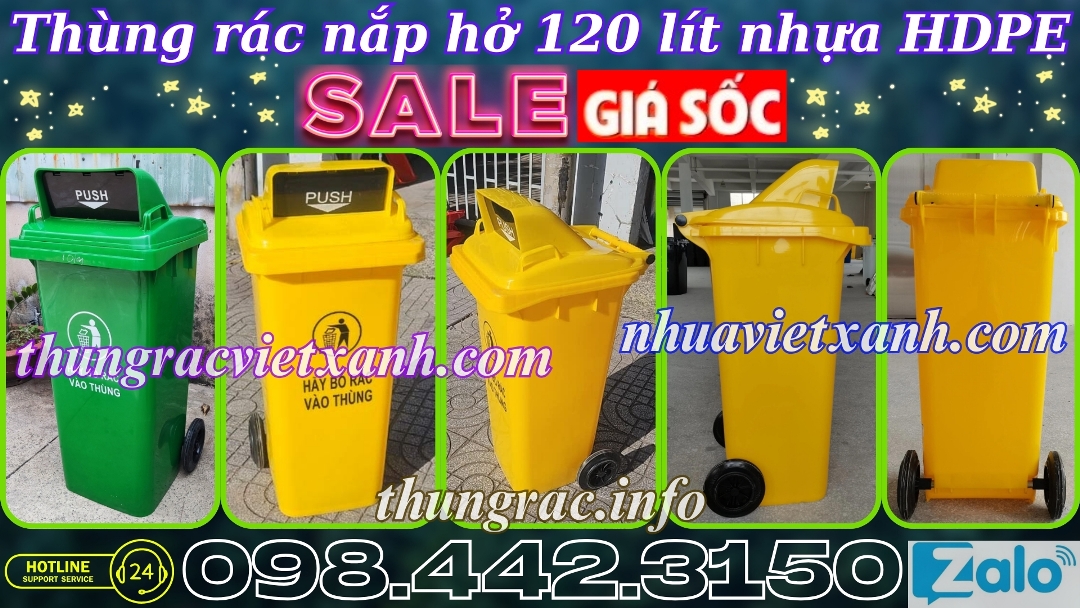 Thùng rác nắp hở 120 lít