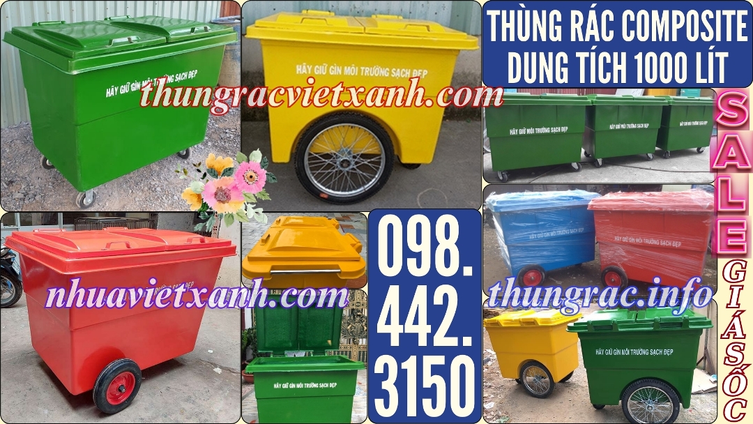 Thùng rác nhựa composite 1000 lít