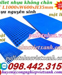 Pallet nhựa không chân 1000x600x35mm nhựa nguyên sinh