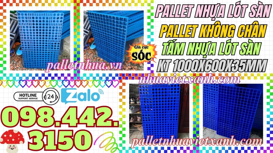 Pallet nhựa lót sàn 1000x600x35mm mặt hở