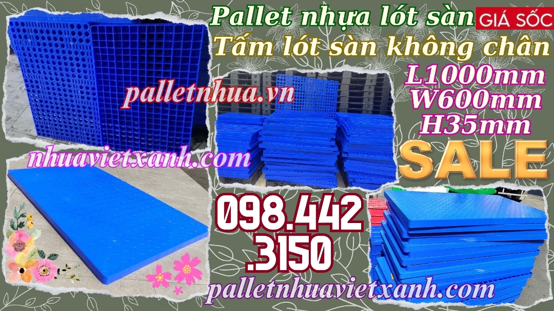 Tấm lót sàn không chân 600x1000x35mm nhựa nguyên sinh