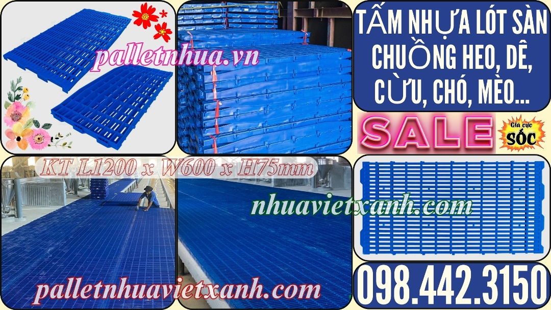 Tấm nhựa lót sàn chuồng heo, dê, cừu, chó, mèo