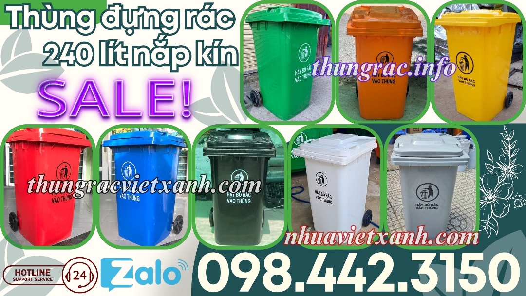 Thùng đựng rác 240 lít nắp kín