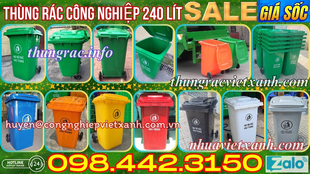 Thùng rác công nghiệp 240 lít