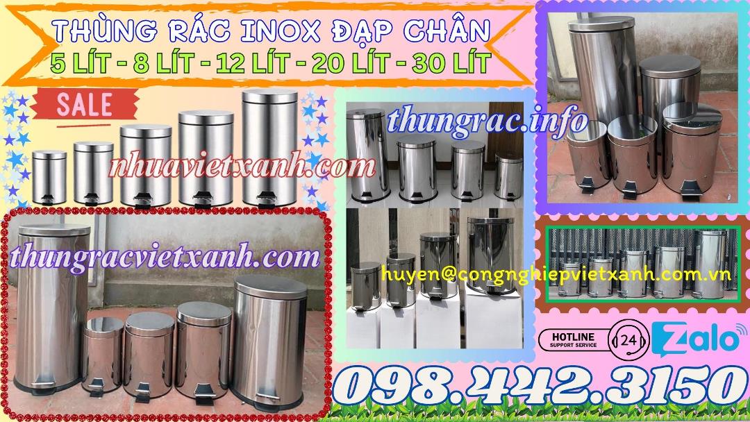 Thùng rác đạp chân inox 5L - 8L - 12L - 20L - 30L giá rẻ