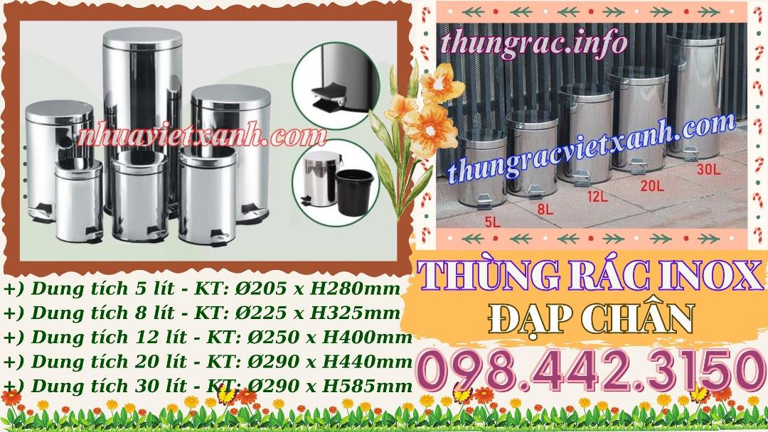 Thùng rác inox đạp chân giá rẻ