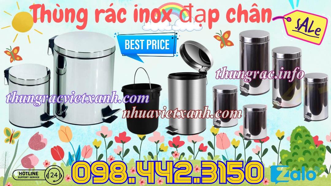 Thùng rác inox đạp chân giá rẻ