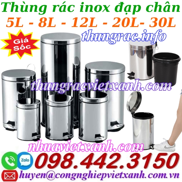 Thùng rác inox đạp chân