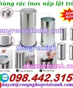 Thùng rác inox nắp lật tròn