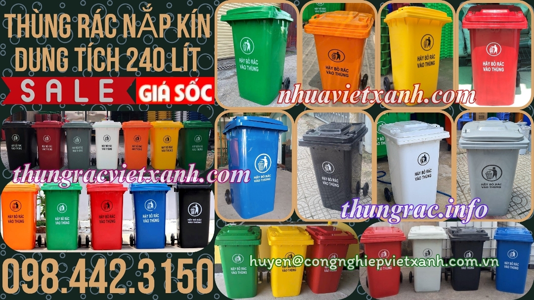 Thùng rác nắp kín 240 lít