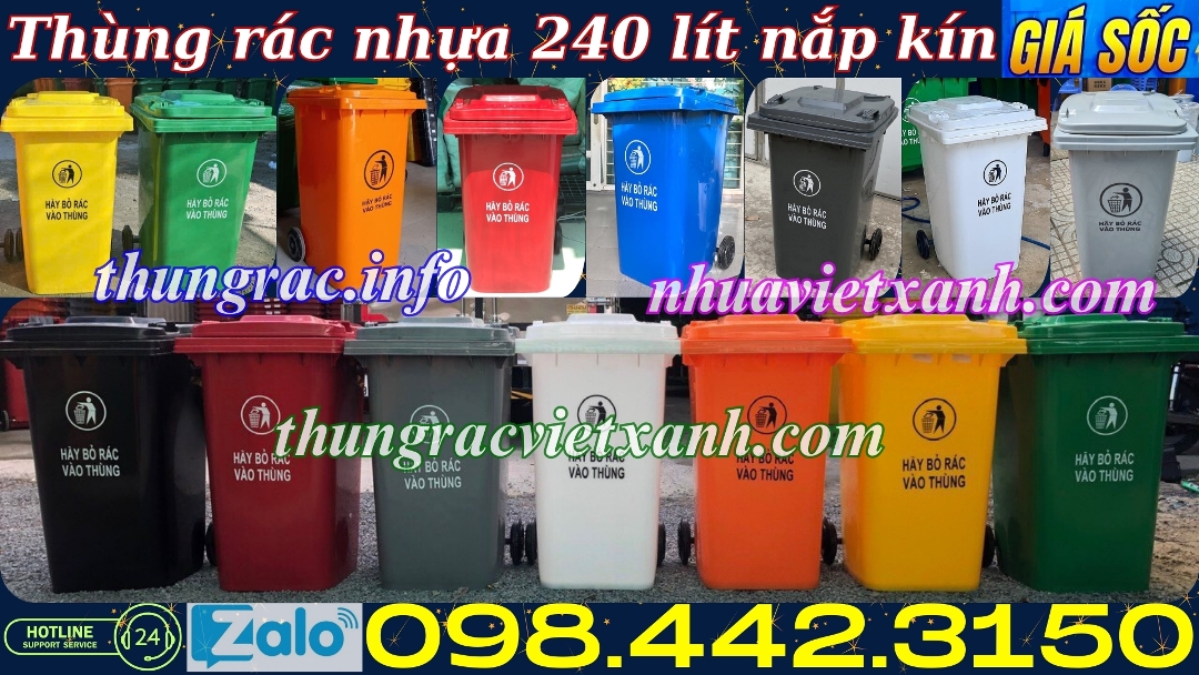 Thùng rác nhựa 240 lít nắp kín