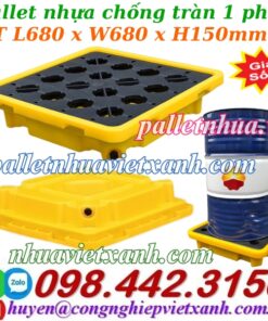 Pallet nhựa chống tràn 1 phuy cao 150mm