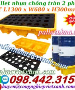 Pallet nhựa chống tràn 2 phuy cao 300mm