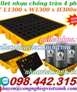 Pallet nhựa chống tràn 4 phuy cao 300mm