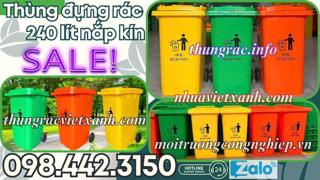 Thùng đựng rác 240 lít nắp kín