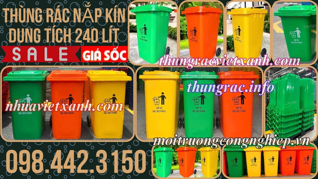 Thùng rác nắp kín 240 lít