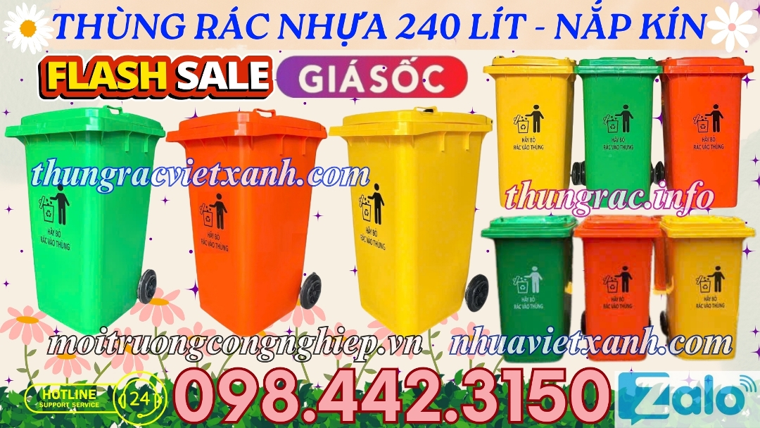 Thùng rác 240 lít nắp kín