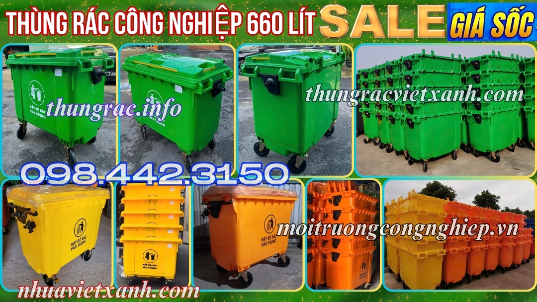 Thùng rác công nghiệp 660 lit