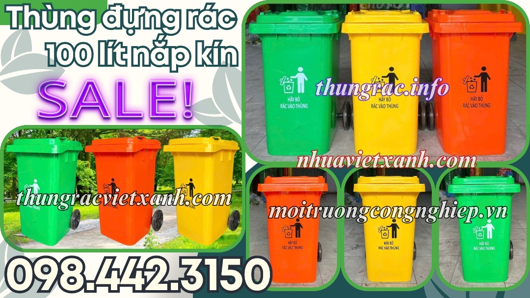 Thùng đựng rác 100 lít nắp kín