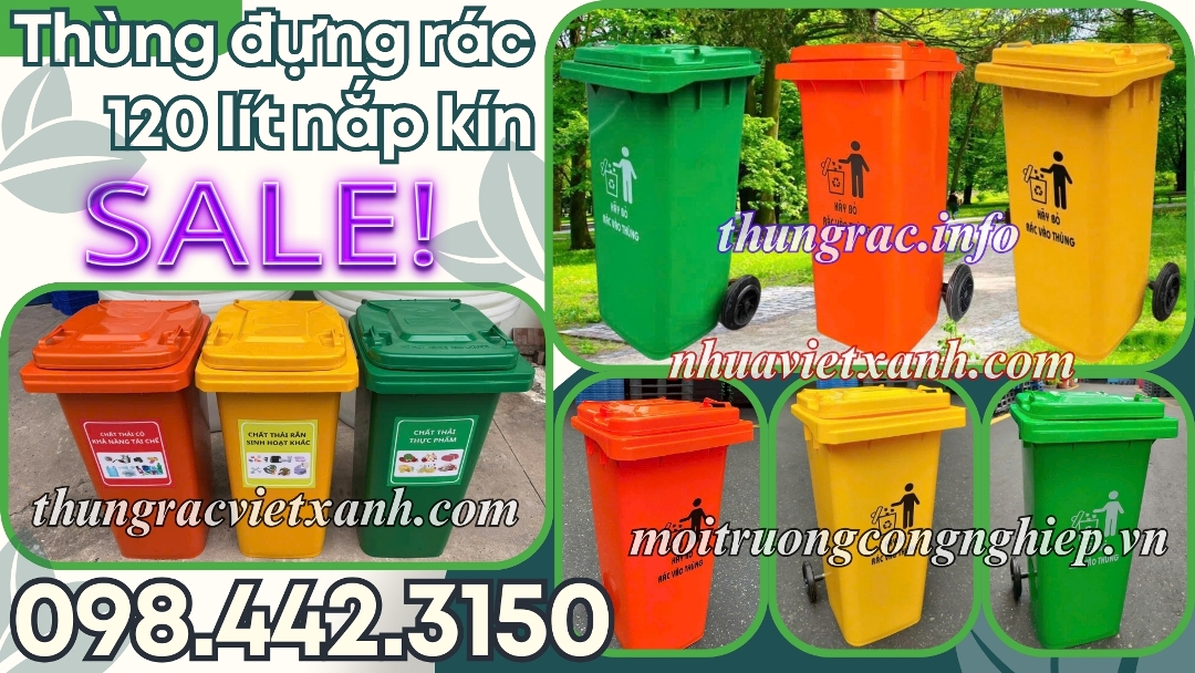 Thùng đựng rác 120 lít nắp kín