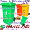 Thùng rác 100L nhựa HDPE nắp kín 2 bánh xe