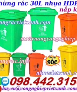 Thùng rác 30L nhựa HDPE nắp kín