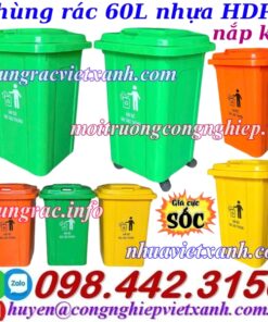 Thùng rác 60L nhựa HDPE nắp kín
