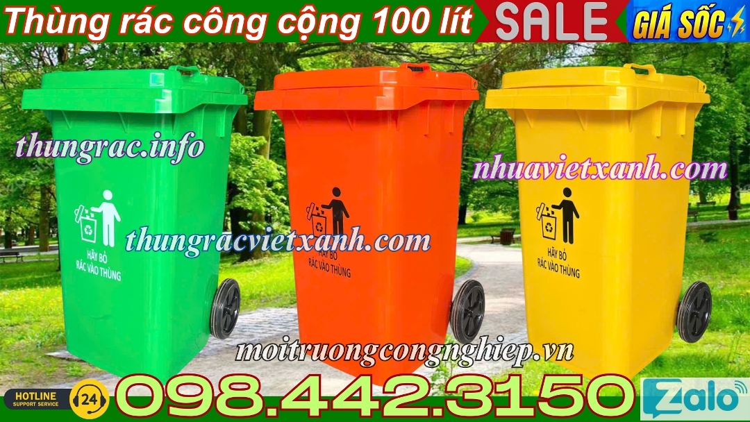 Thùng rác công cộng 100 lít