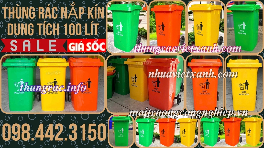 Thùng rác nắp kín 100 lít