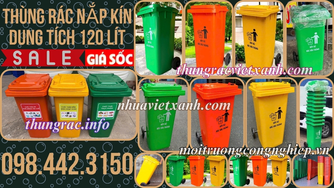 Thùng rác nắp kín 120 lít
