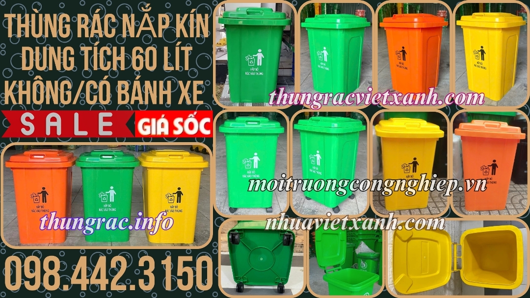 Thùng rác nắp kín 60 lít