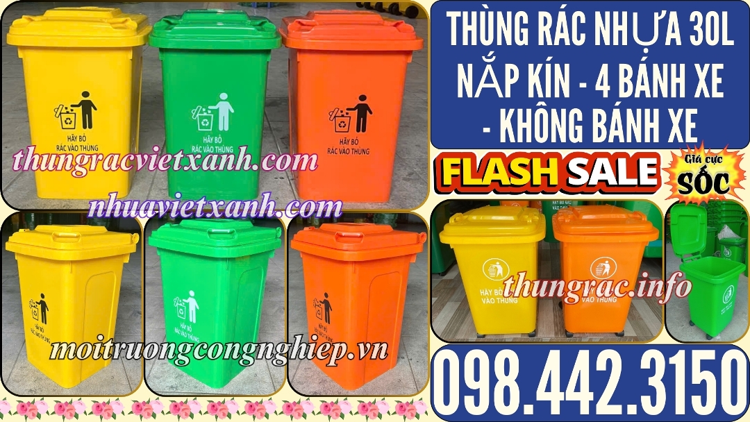 Thùng rác nhựa 30L nắp kín