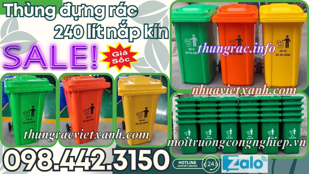 Thùng đựng rác 240 lít nắp kín