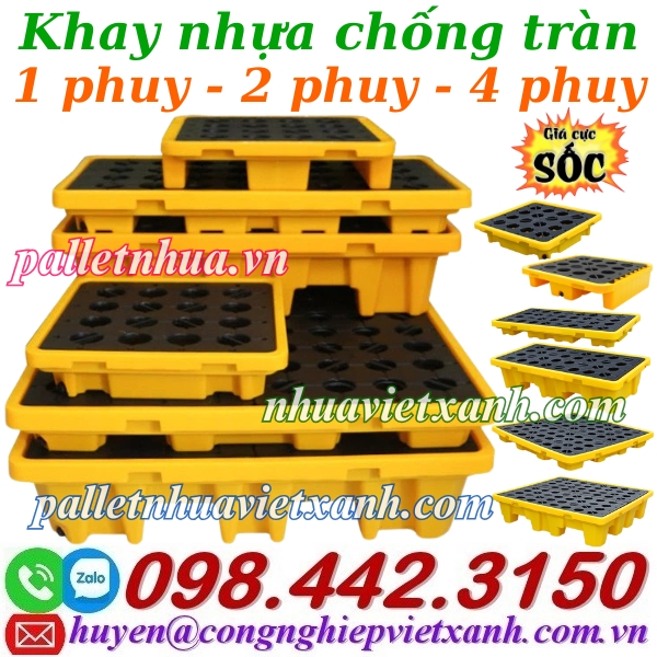 Khay nhựa chống tràn 1 phuy - 2 phuy - 4 phuy Khay nhựa chống tràn 1 phuy - 2 phuy - 4 phuy