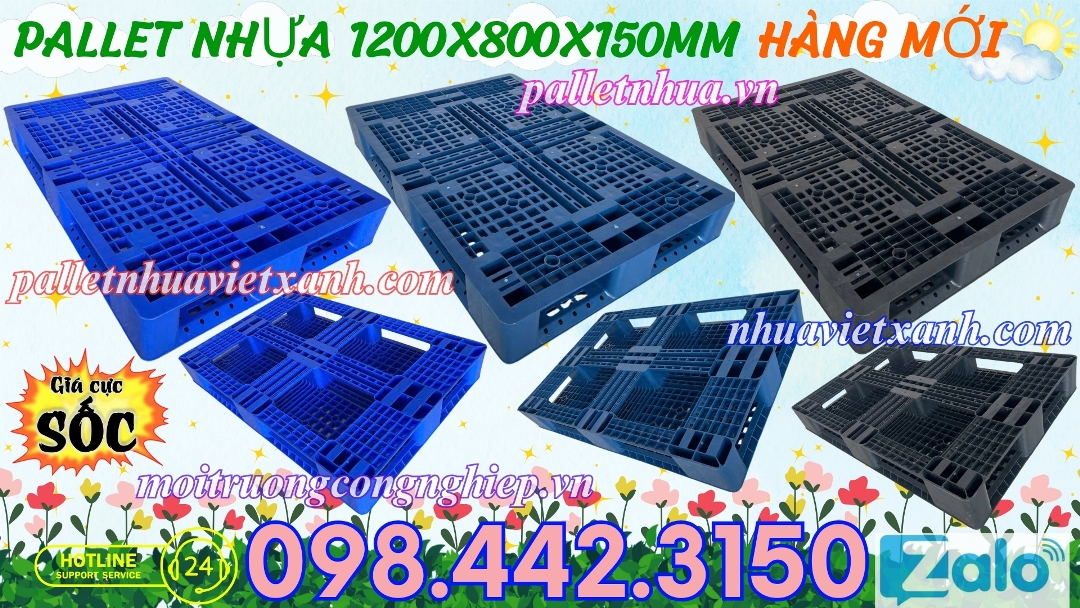 Pallet nhựa 1200x800x150mm hàng mới
