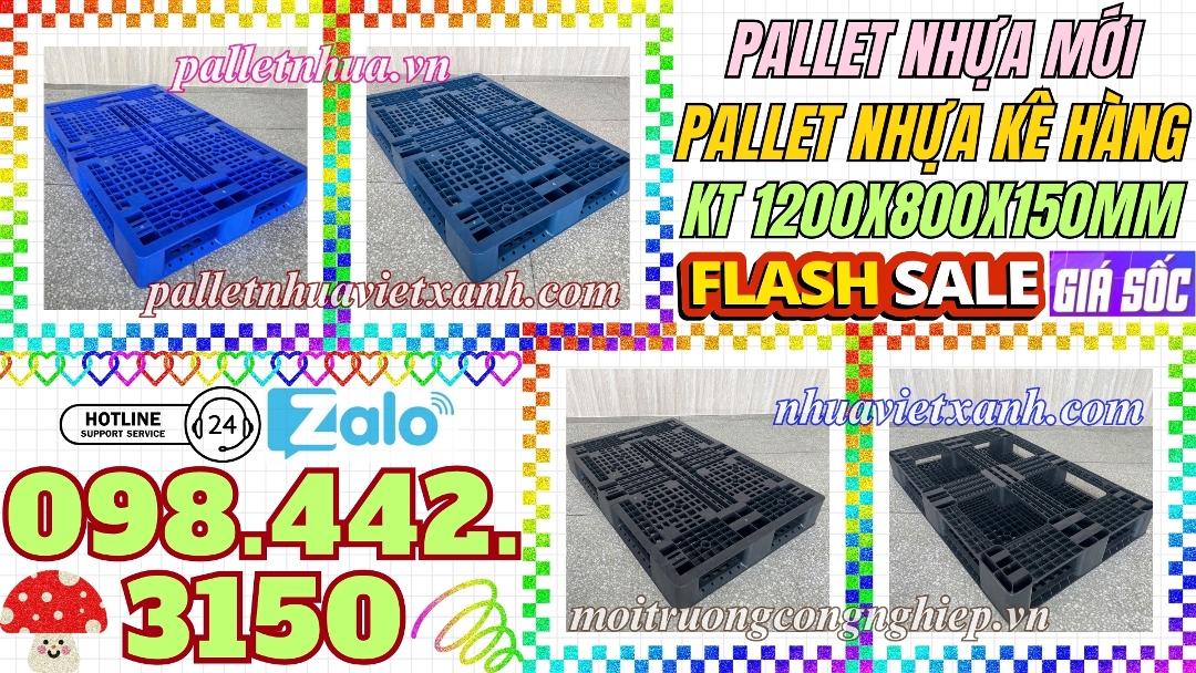 Pallet nhựa 1200x800x150mm mới