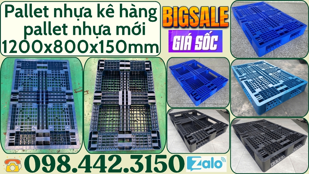 Pallet nhựa kê hàng size 1200x800x150mm
