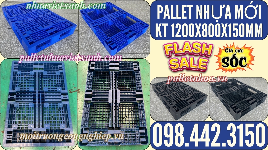 Pallet nhựa mới KT 1200x800x150mm