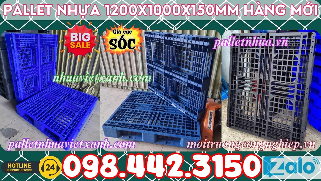 Pallet nhựa mới size 1200x1000x150mm