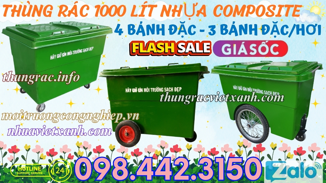 Thùng rác 1000 lít nhựa composite