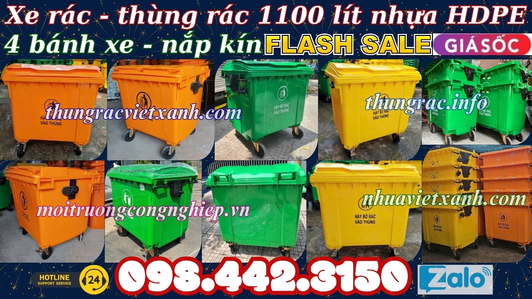 Thùng rác 1100 lít nhựa HDPE
