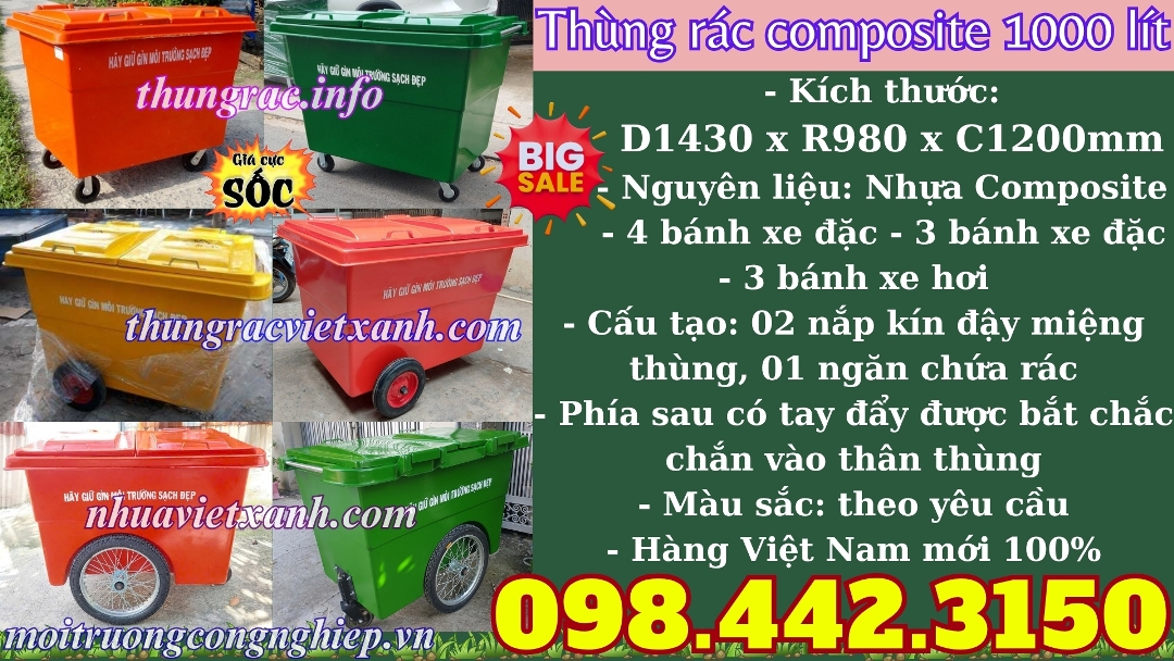 Thùng rác composite 1000 lít