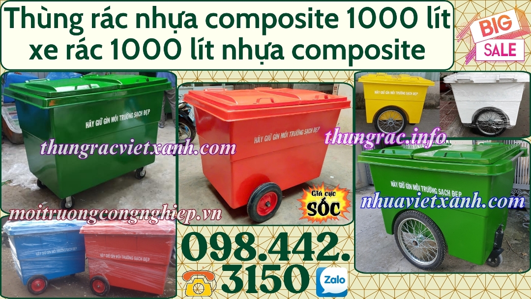 Thùng rác nhựa composite 1000 lít
