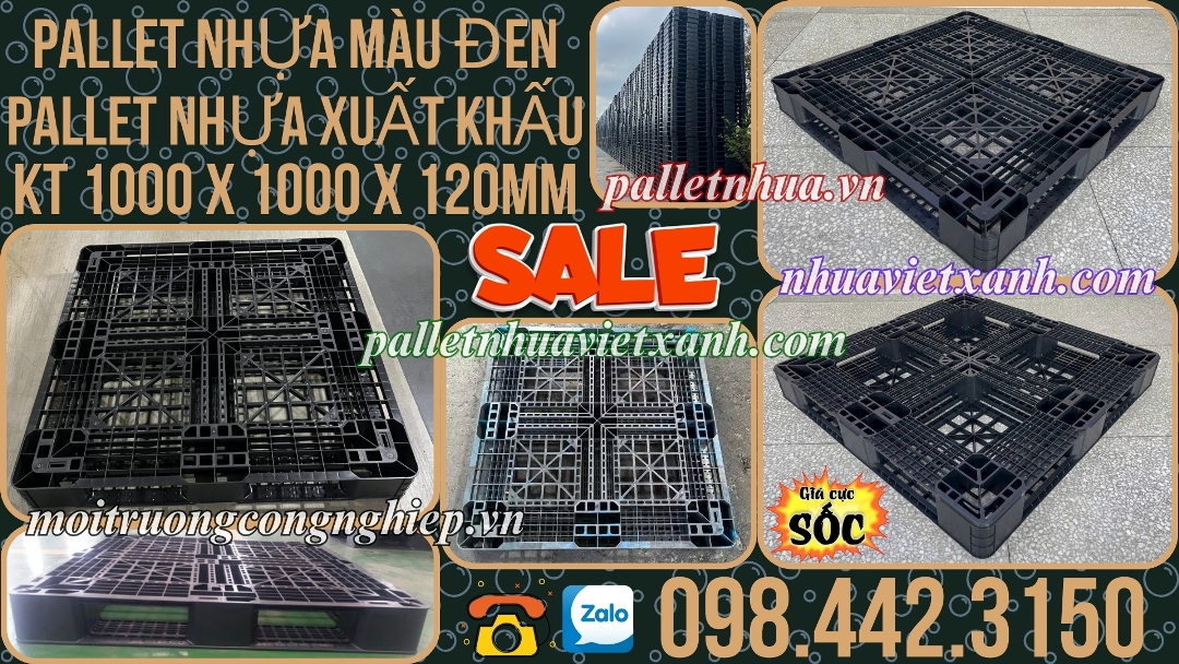 Pallet nhựa màu đen 1000x1000x120mm